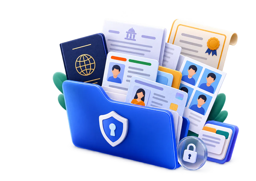 Secure blue digital document folder